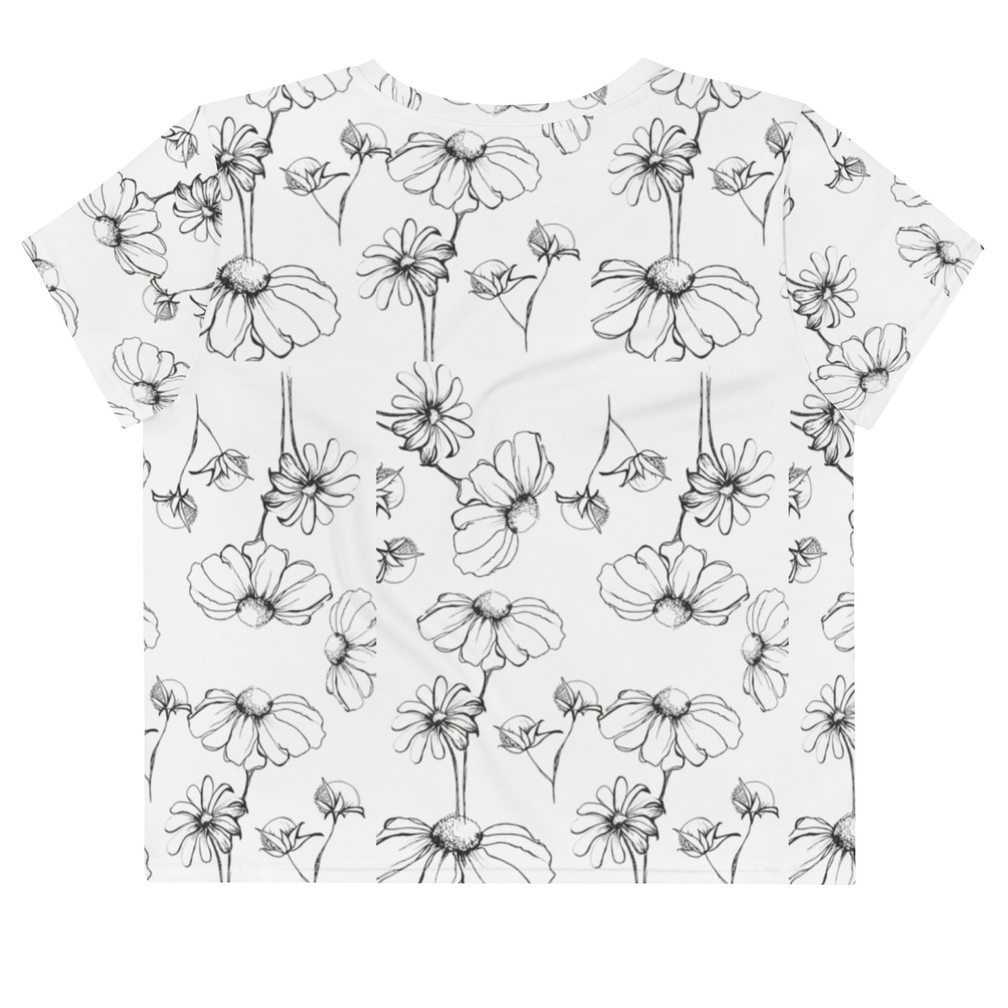 Black Wildflower All-Over Print Crop Tee