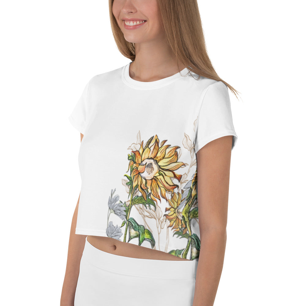 Sunflower All-Over Print Crop Tee