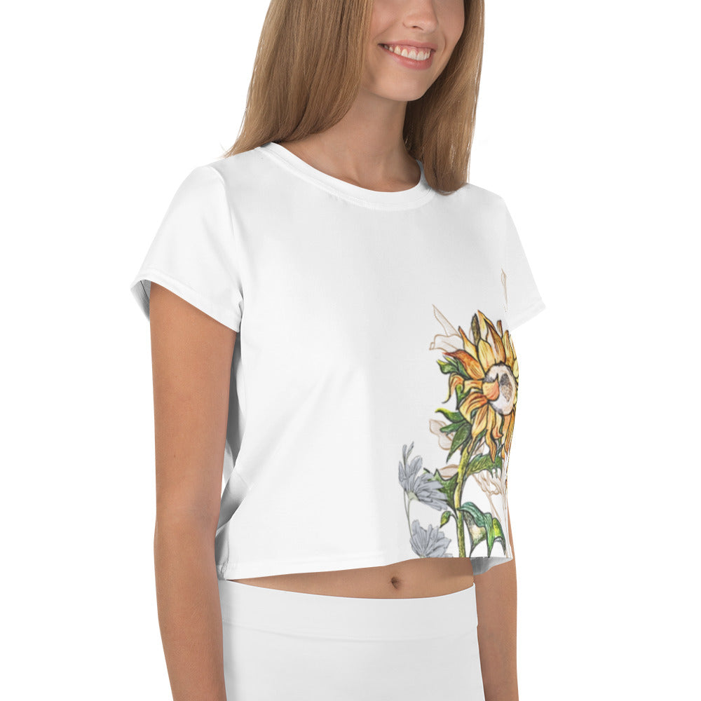 Sunflower All-Over Print Crop Tee