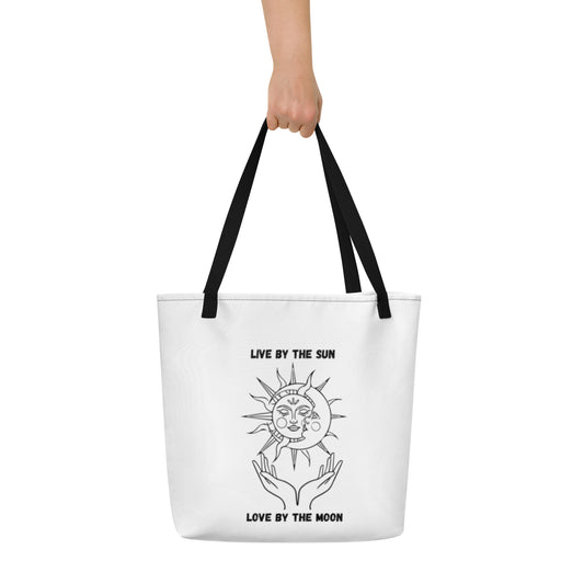 Moon and Sun All-Over Print Large Tote Bag