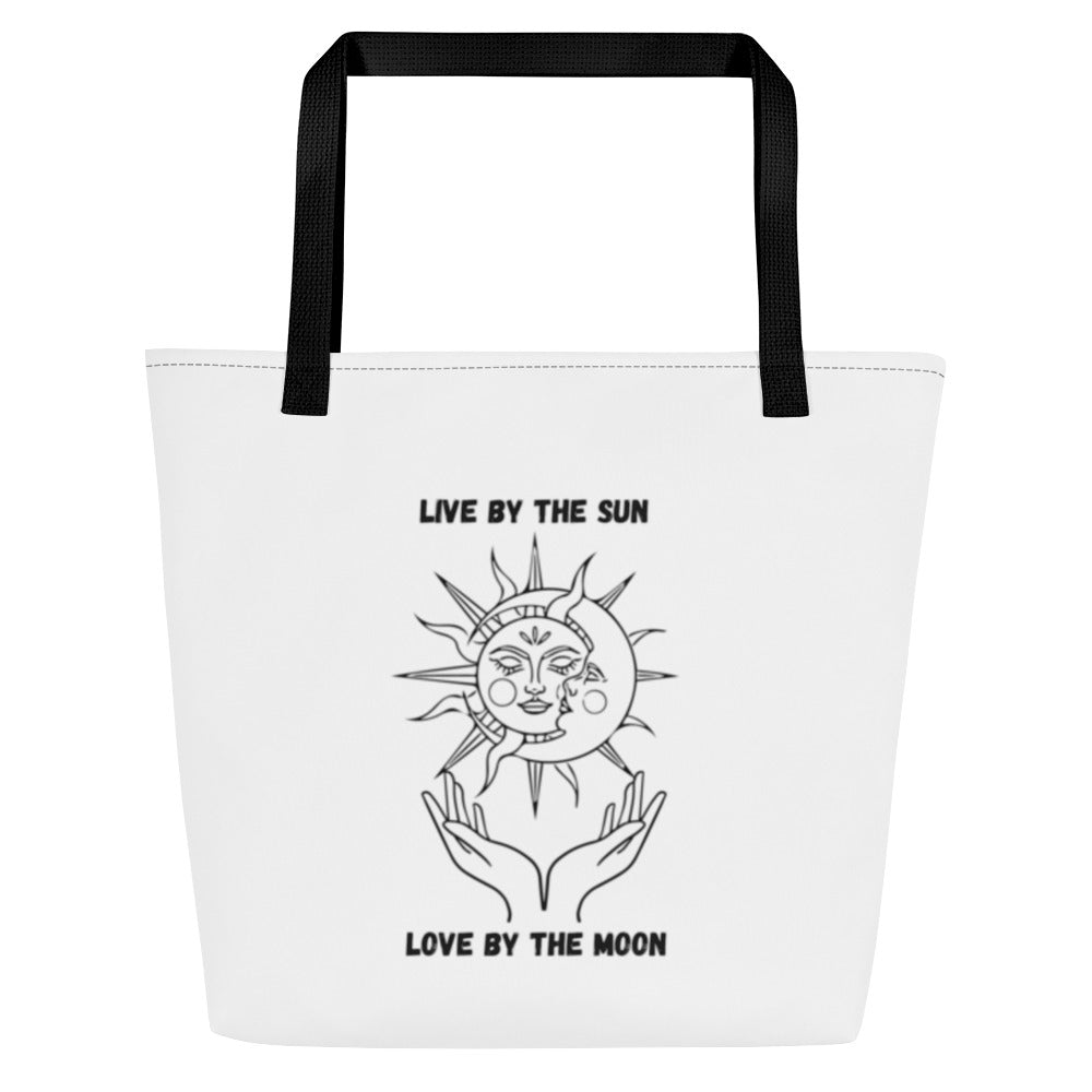 Moon and Sun All-Over Print Large Tote Bag