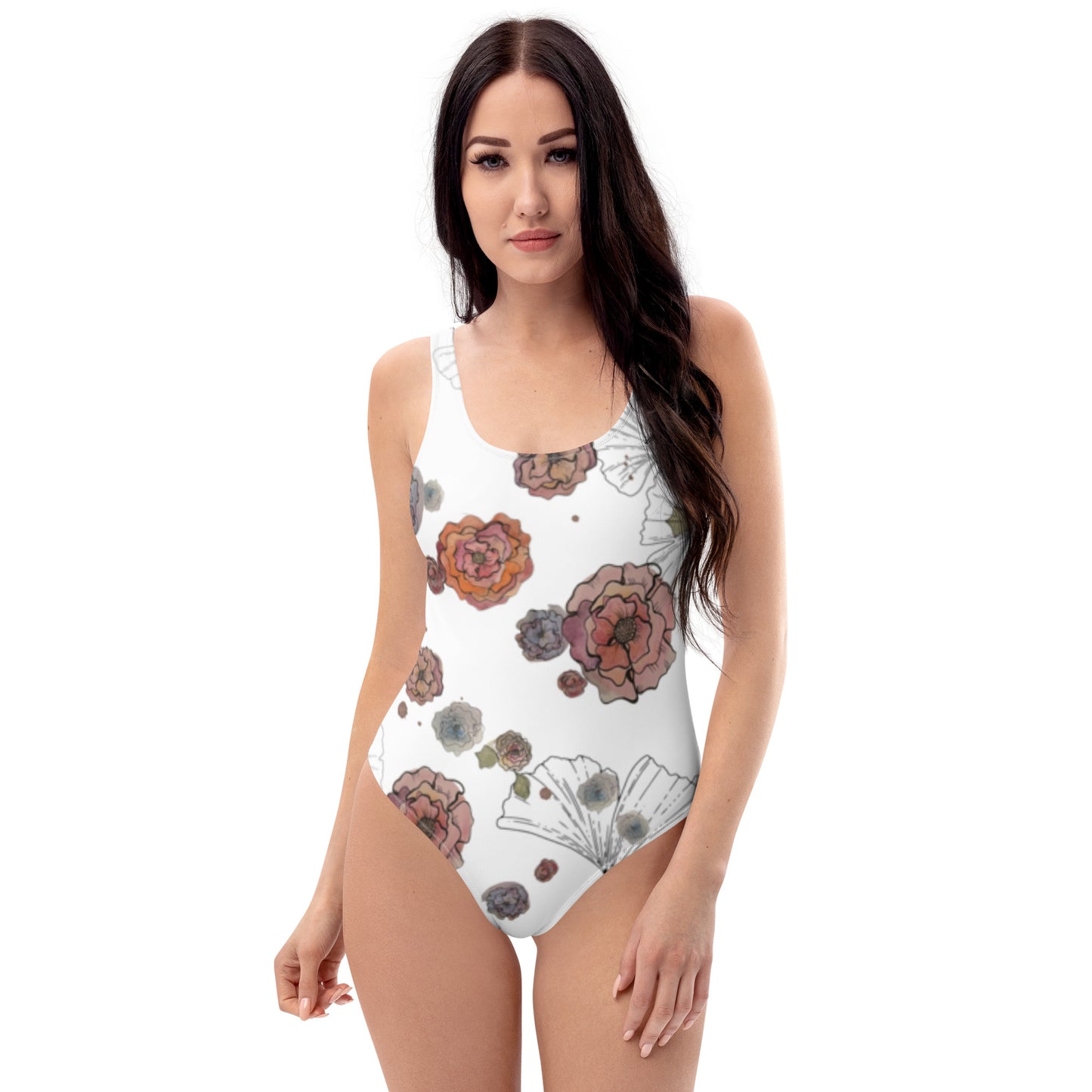 Colorful Watercolor Flower One-Piece Swimsuit