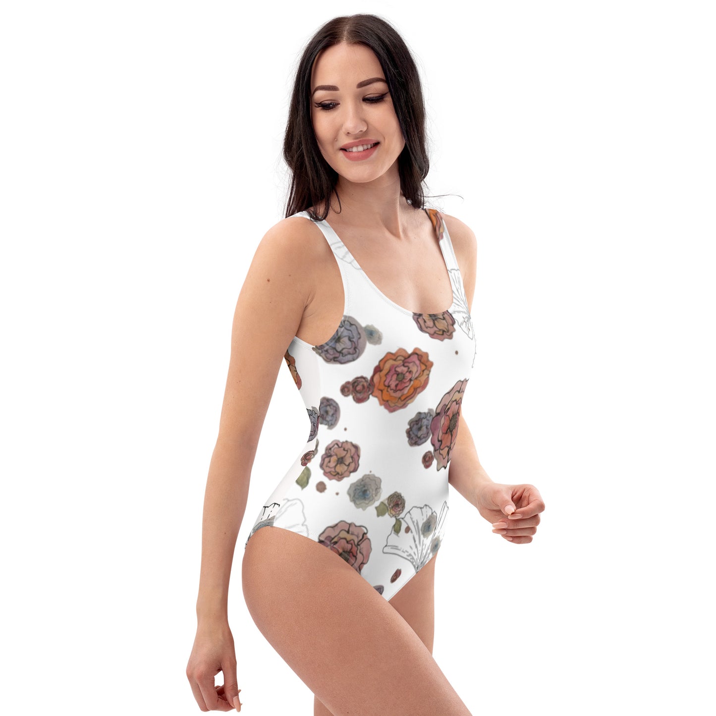 Colorful Watercolor Flower One-Piece Swimsuit