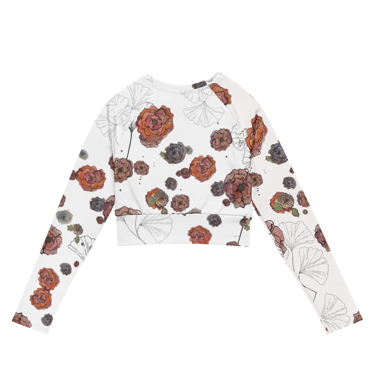 Colorful Watercolor Flower Recycled long-sleeve crop top