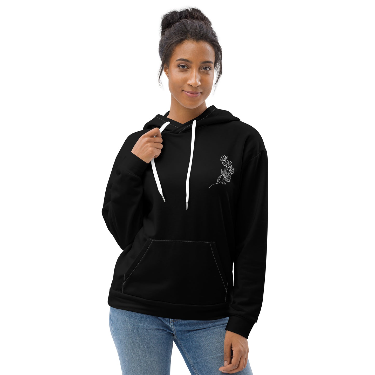 Floral Black Unisex Hoodie