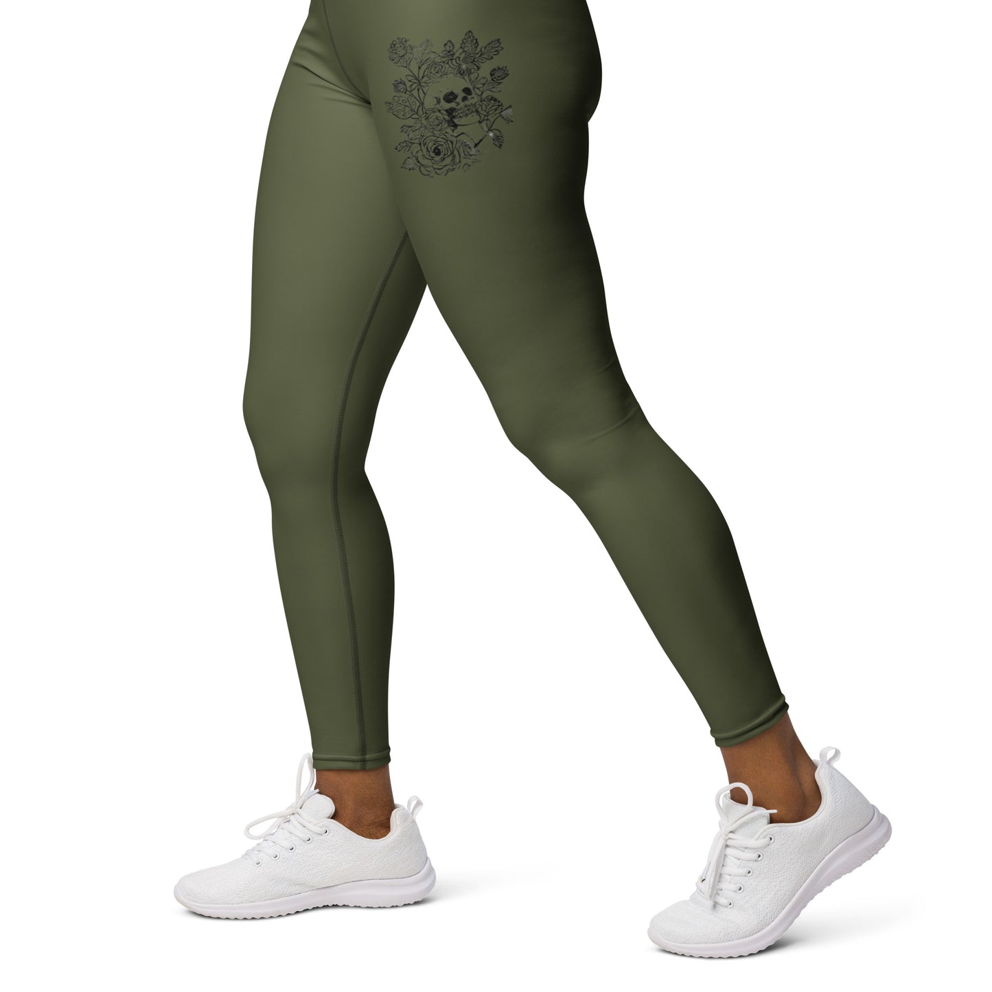 Skull and Flowers Yoga Leggings