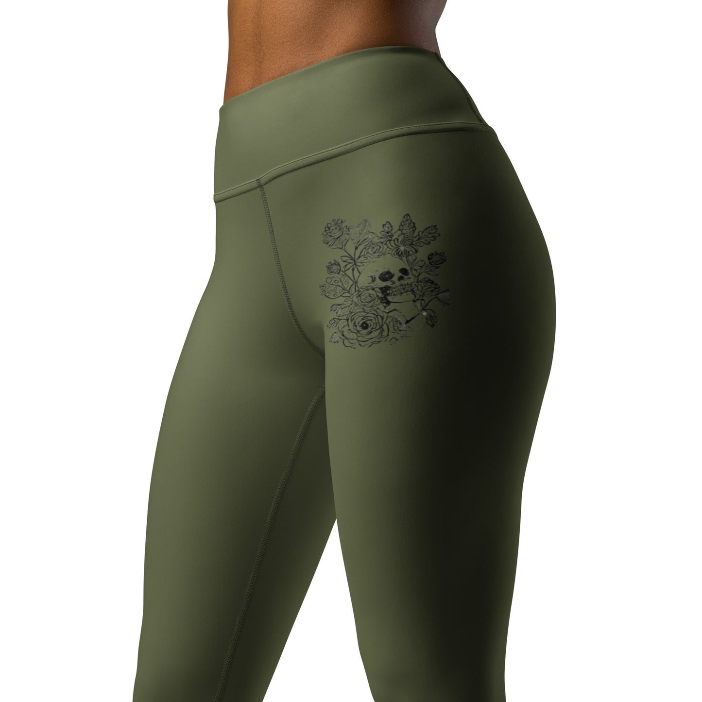 Skull and Flowers Yoga Leggings