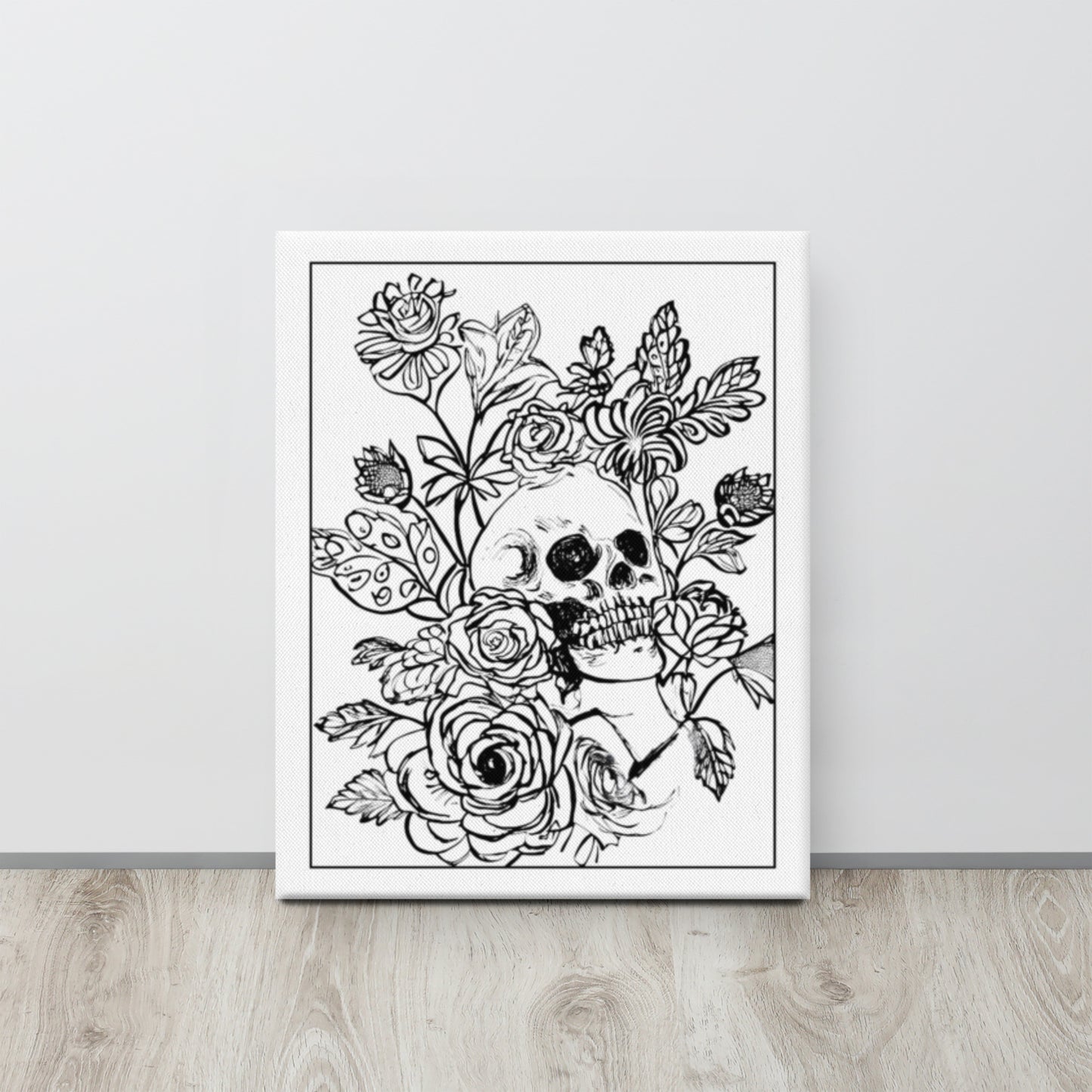 flower skull frame on canvas Canvas