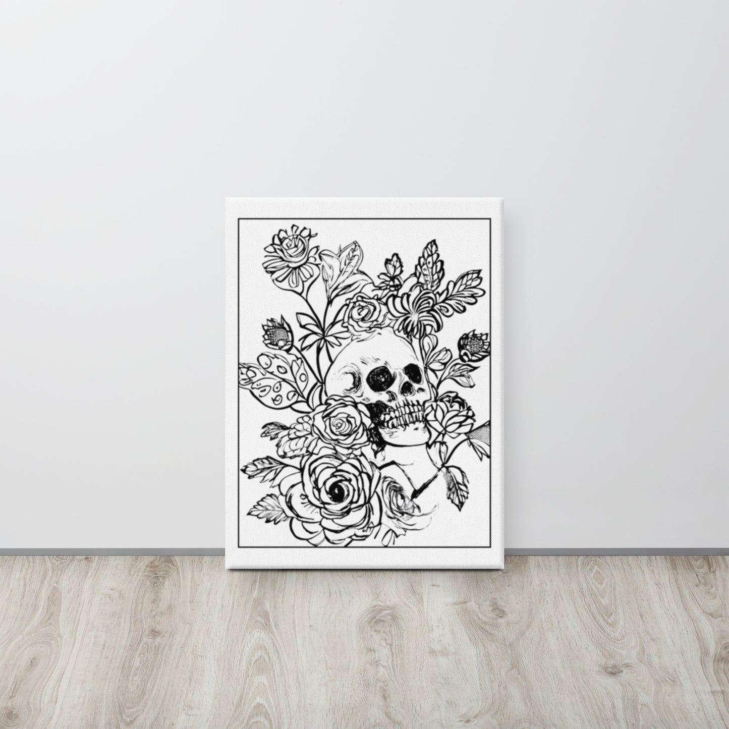 flower skull frame on canvas Canvas