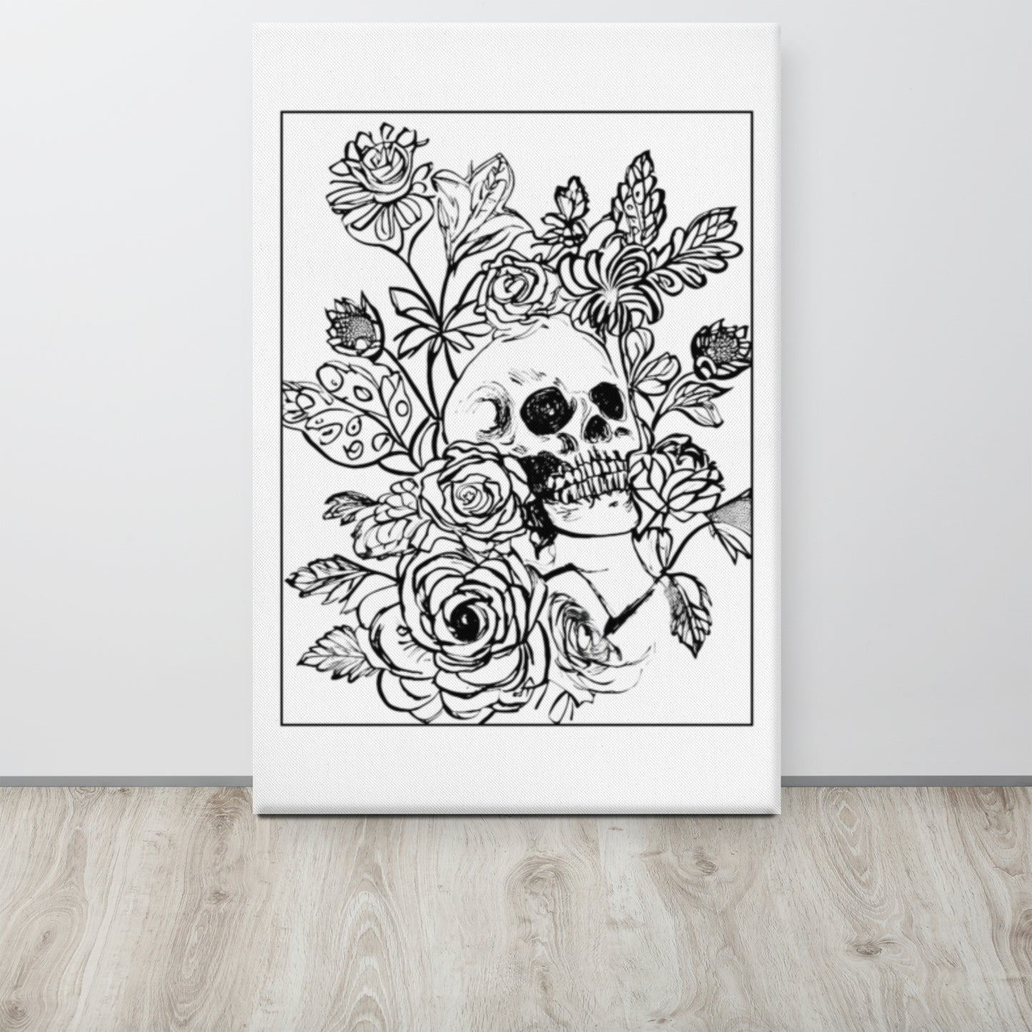 flower skull frame on canvas Canvas