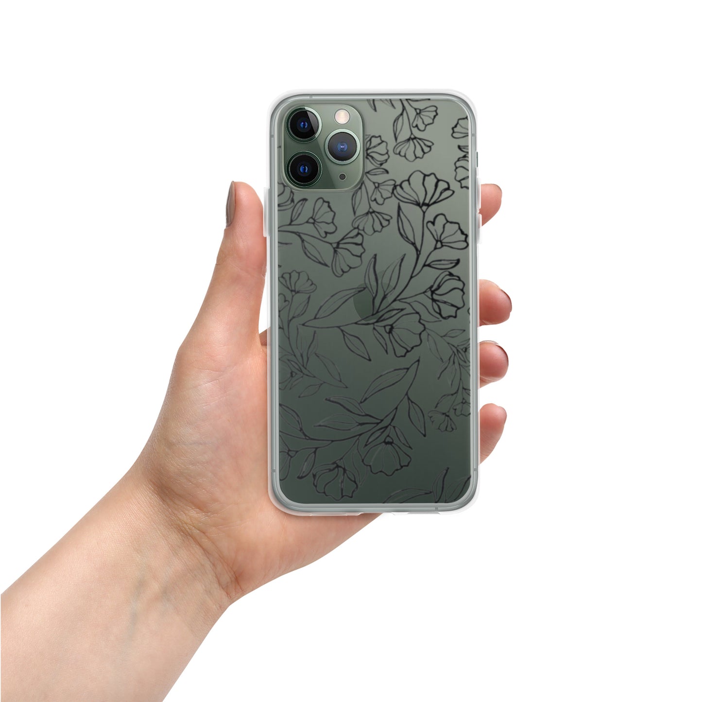 Black Floral Clear Case for iPhone®