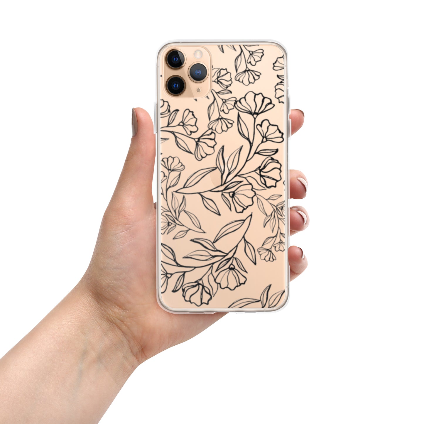 Black Floral Clear Case for iPhone®