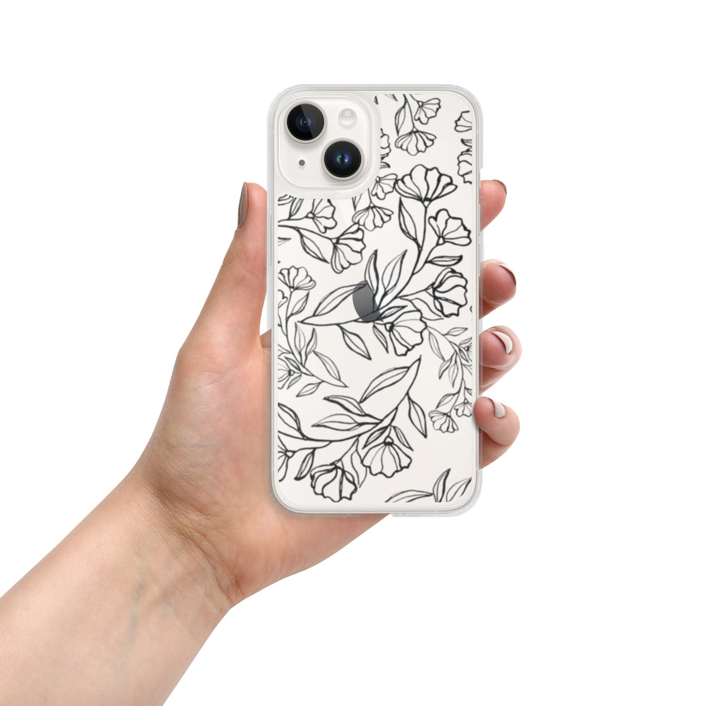 Black Floral Clear Case for iPhone®