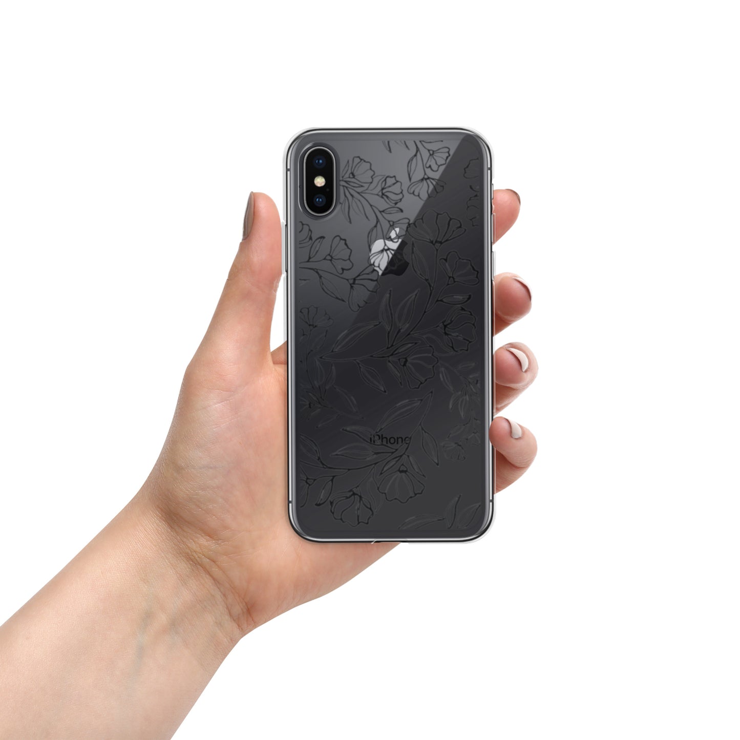 Black Floral Clear Case for iPhone®