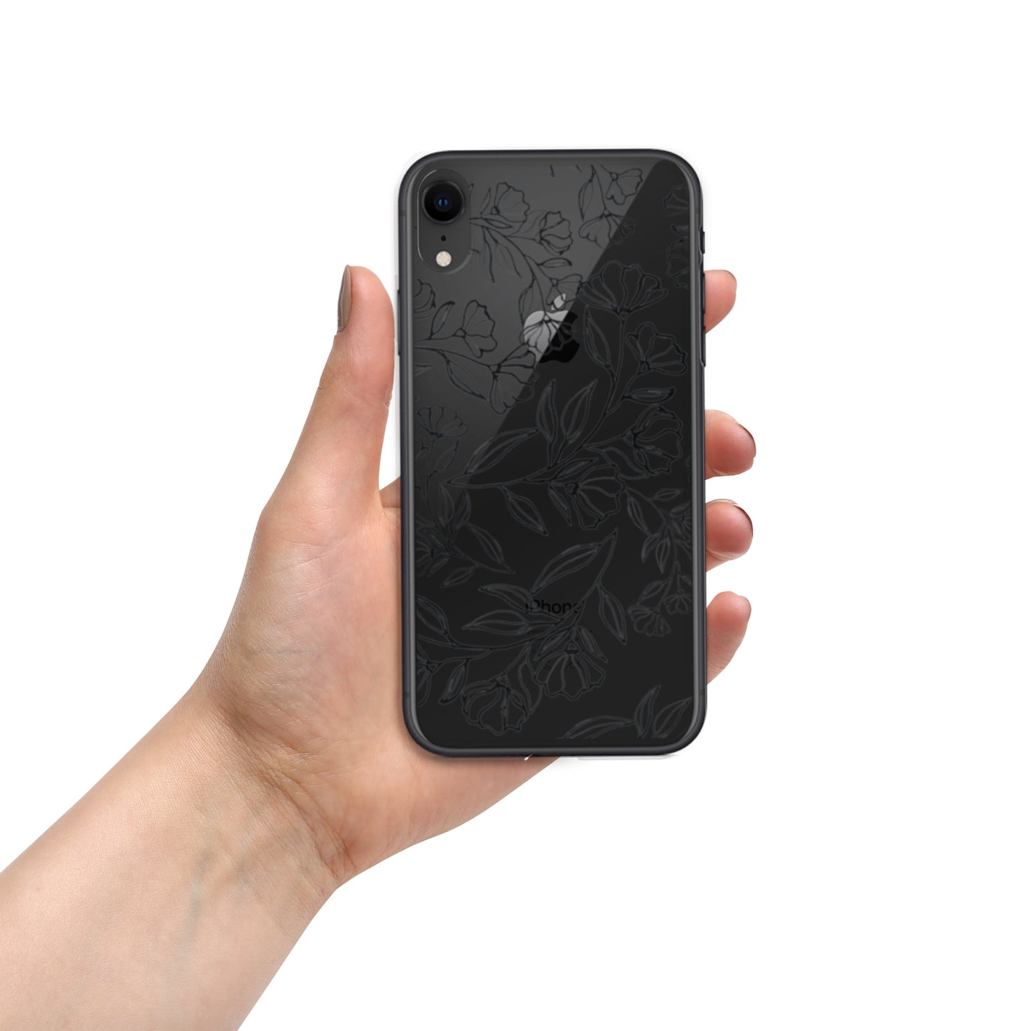 Black Floral Clear Case for iPhone®