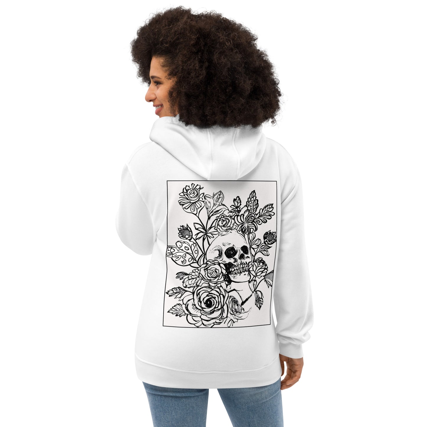 Flower Skull Back Premium eco hoodie