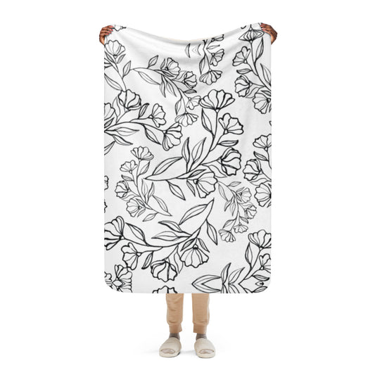 Black Floral Sherpa blanket