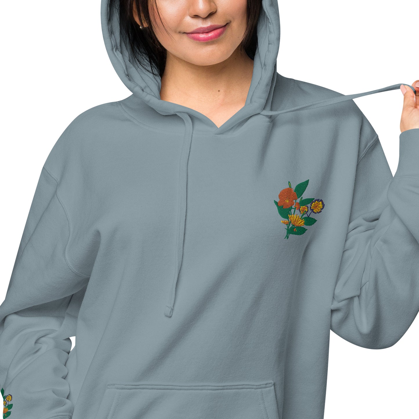 Vibrant Flower pigment-dyed hoodie