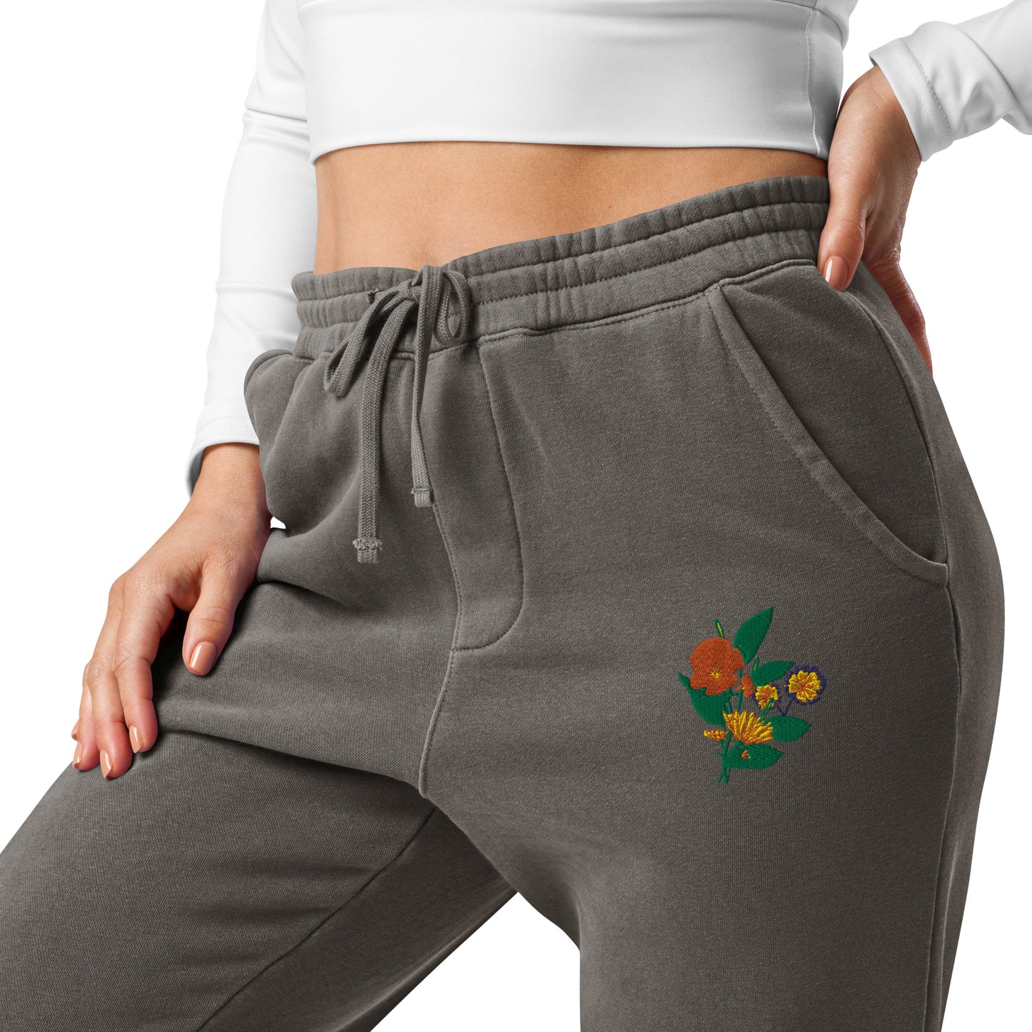 Vibrant Flower pigment-dyed sweatpants