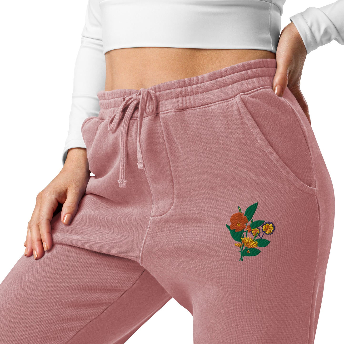 Vibrant Flower pigment-dyed sweatpants