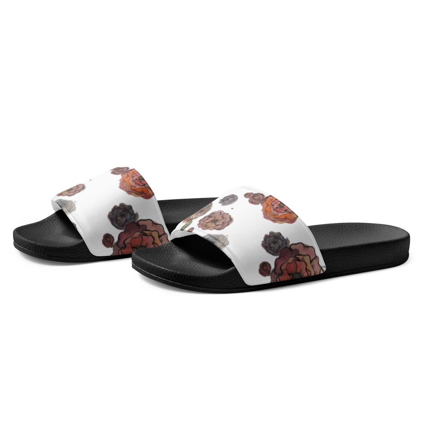 Colorful Watercolor Flower Women's slides