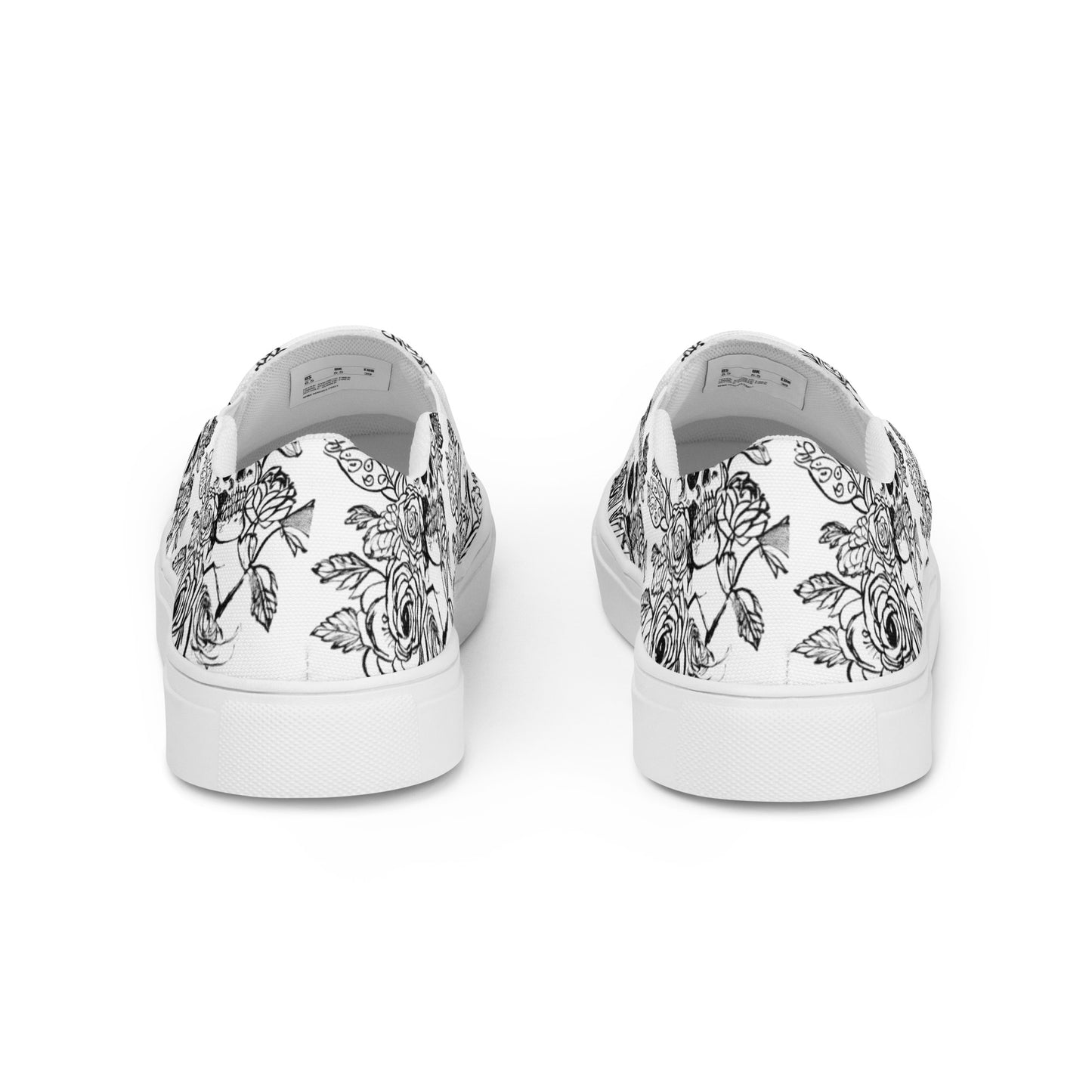 Skull and Flowers Women’s slip-on canvas shoes